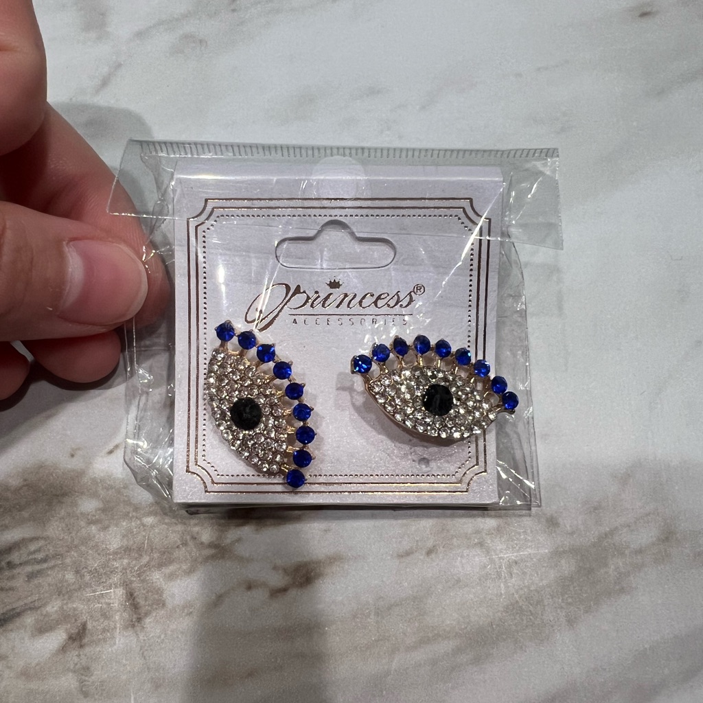 Princess Accessories Blue And Silver Eye Earrings